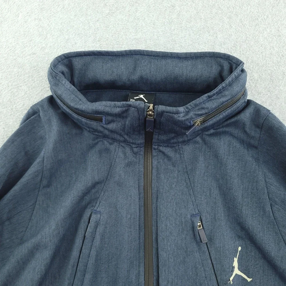 Jordan Windbreaker Jacket Mens 2XL Blue Dri-FIT Hooded Full Zip Basketball
